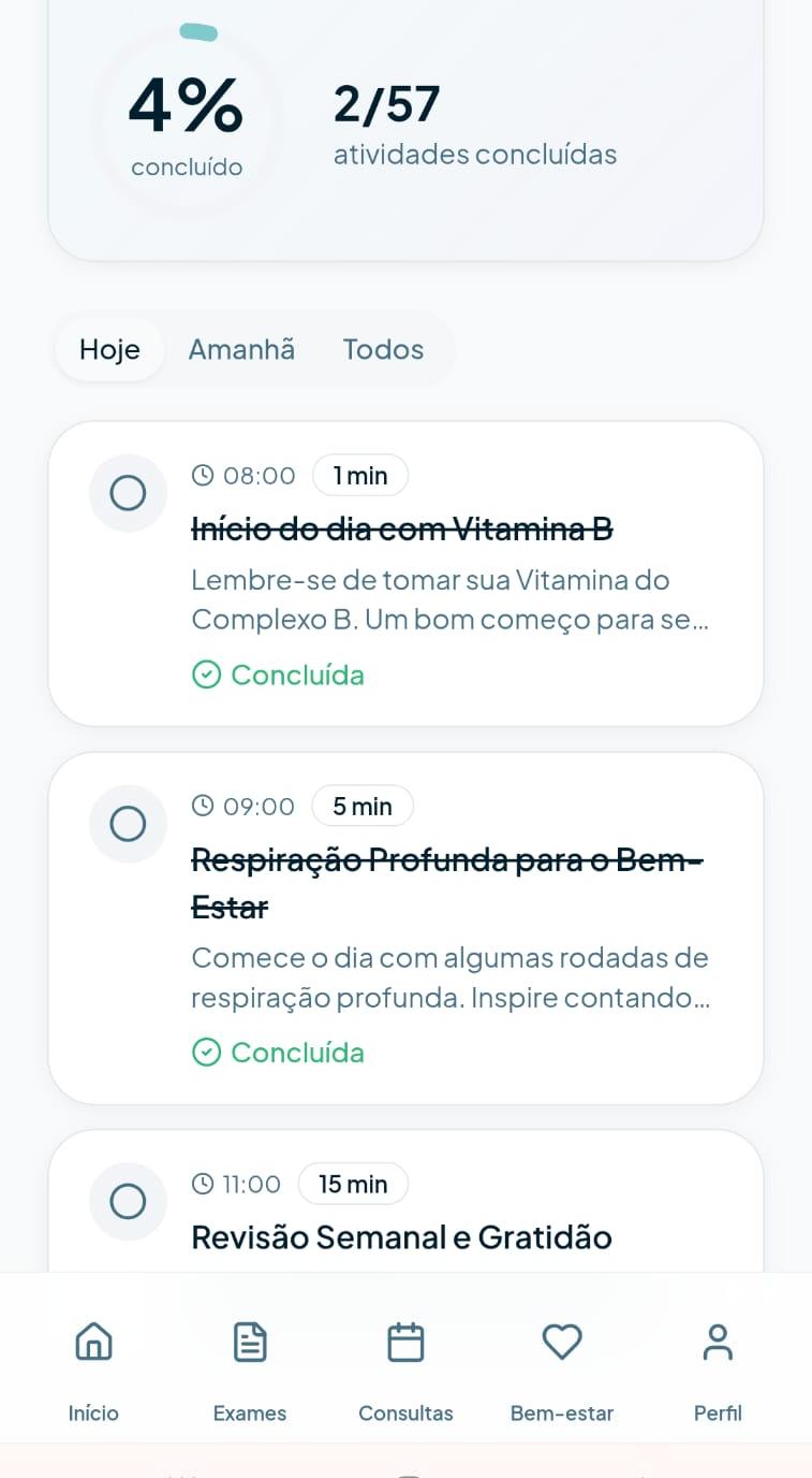 App Acessa Saúde — Atividades acompanhadas