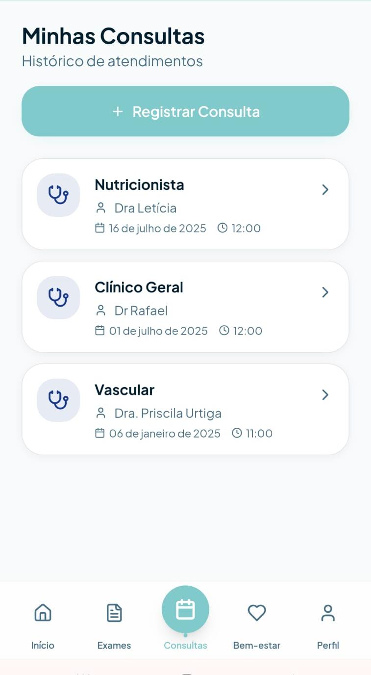 App Acessa Saúde — Histórico de atendimentos